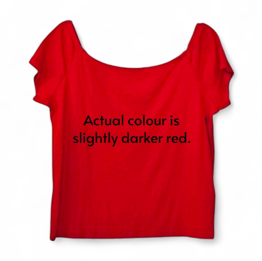 Hollister Red Cap Sleeve Scoop Neck Cropped T-shirt women's XL